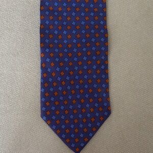 Barneys New York Blue and Orange Floral Tie
